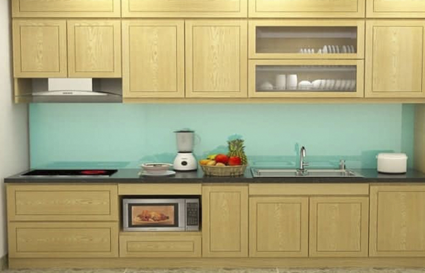 tủ bếp gỗ sồi